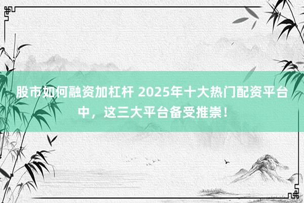 股市如何融资加杠杆 2025年十大热门配资平台中，这三大平台备受推崇！